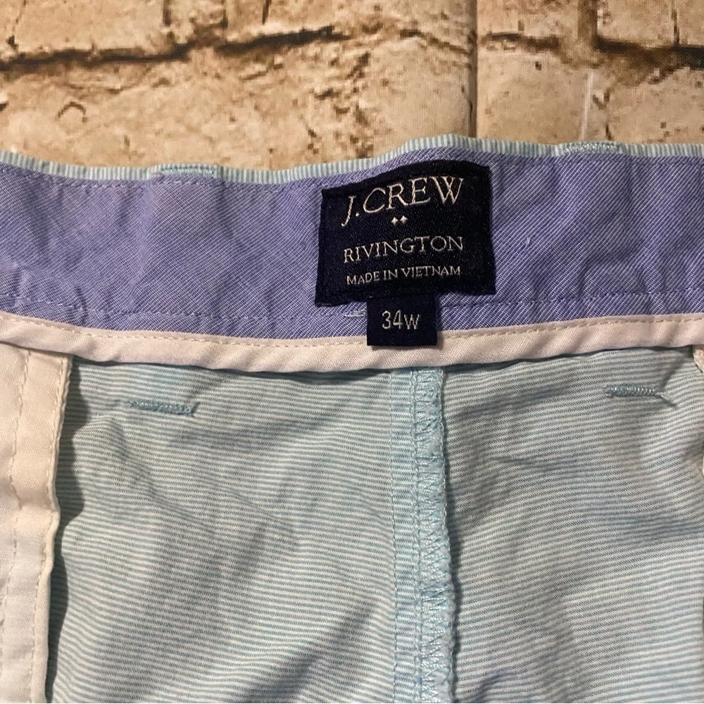 J Crew‎ Blue White Striped Cotton Revington Flat Front Shorts